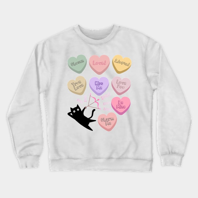 Cat Adoption Kitten Kitty Lovers Cute Candy Heart Funny Crewneck Sweatshirt by AimArtStudio